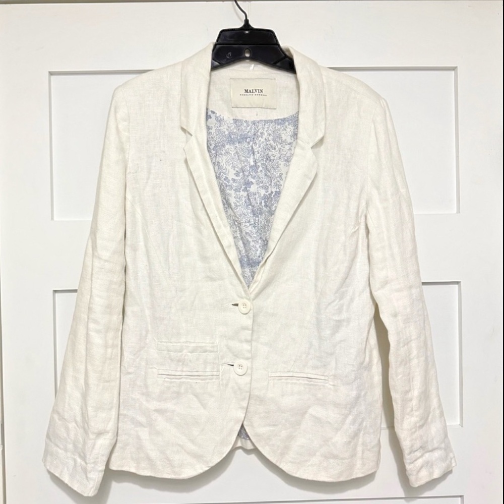 Malvin white linen single breasted blazer jacket 23526